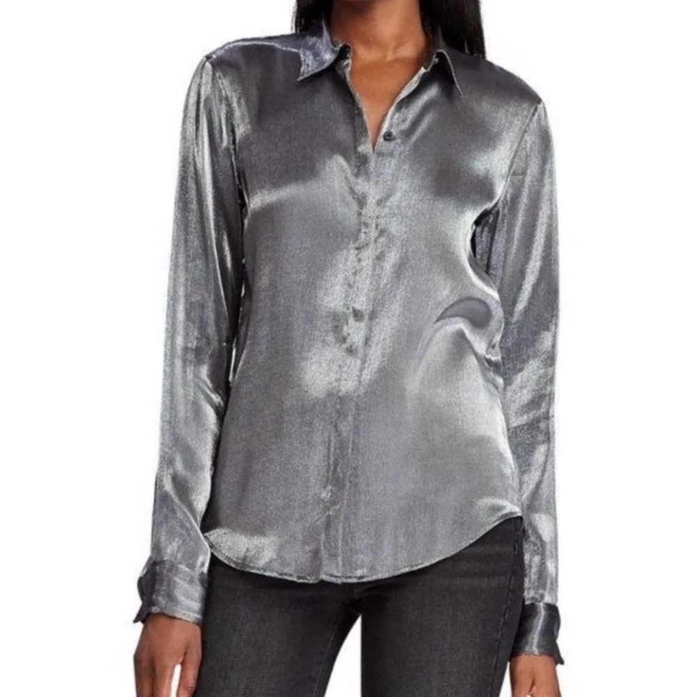 Lauren Ralph Lauren Shimmering Silver Blouse NWOT S